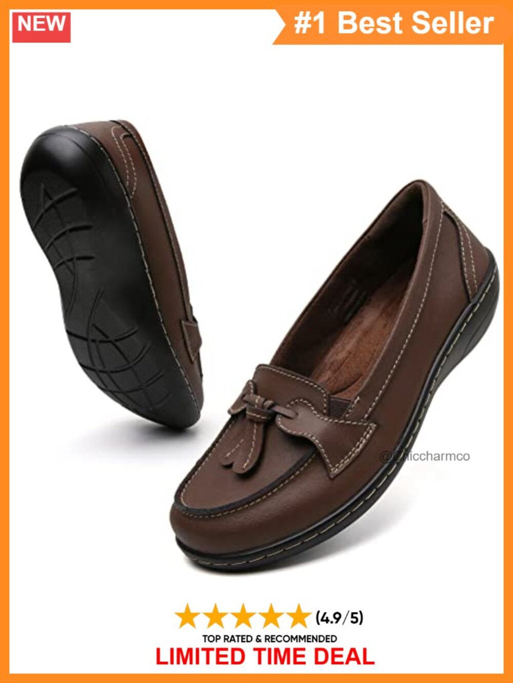 Maichal Women's Slip On Leather Loafers Tassel Comfort Dress Shoes
